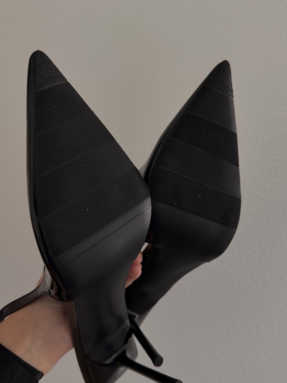 Slingback Pointed Toe Patent Stiletto Heels - Black - Picture 4 of 4